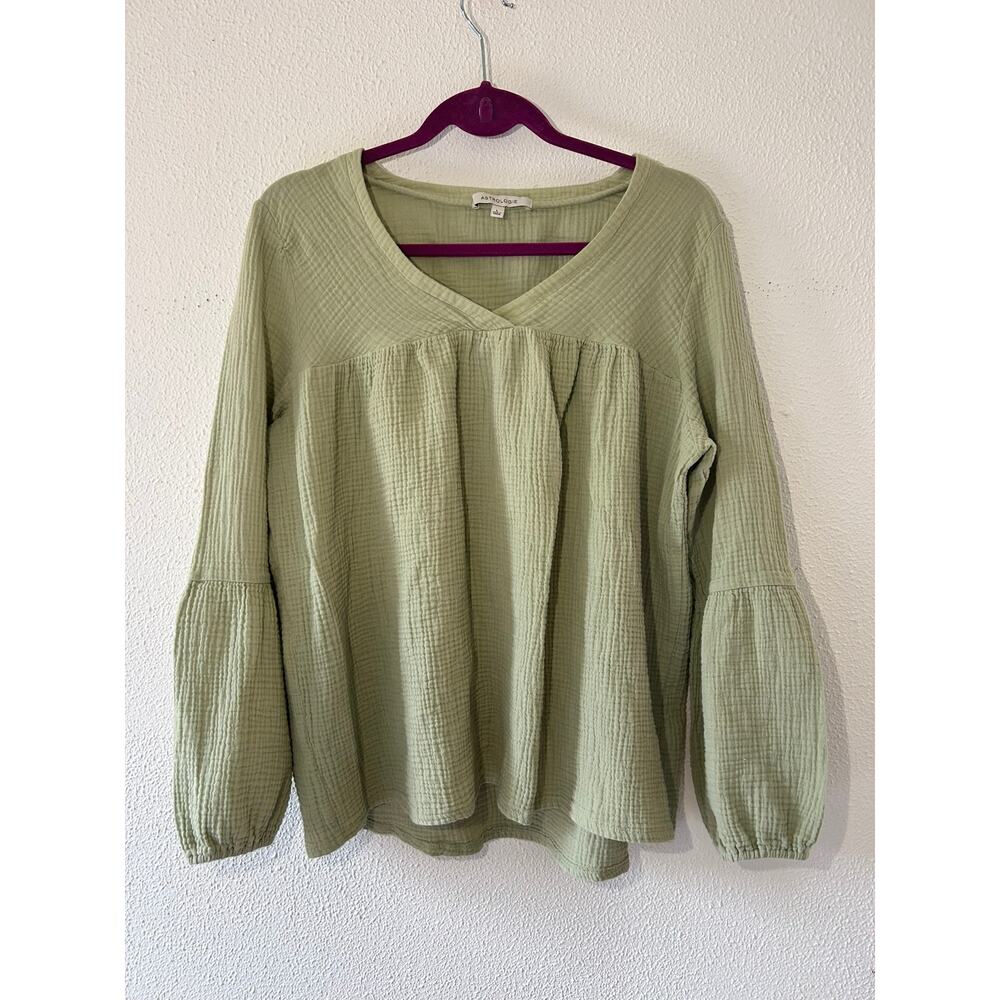 Astrologie 100% Cotton Gauzy Bubble Sleeve Womens Top